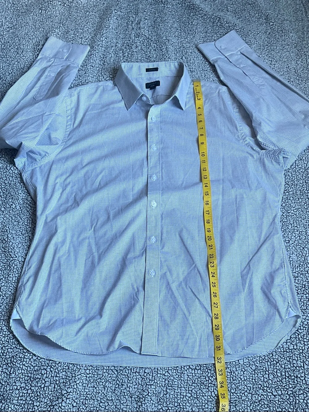 J. Crew Men's Small Check Dress Shirt - White & Light Blue